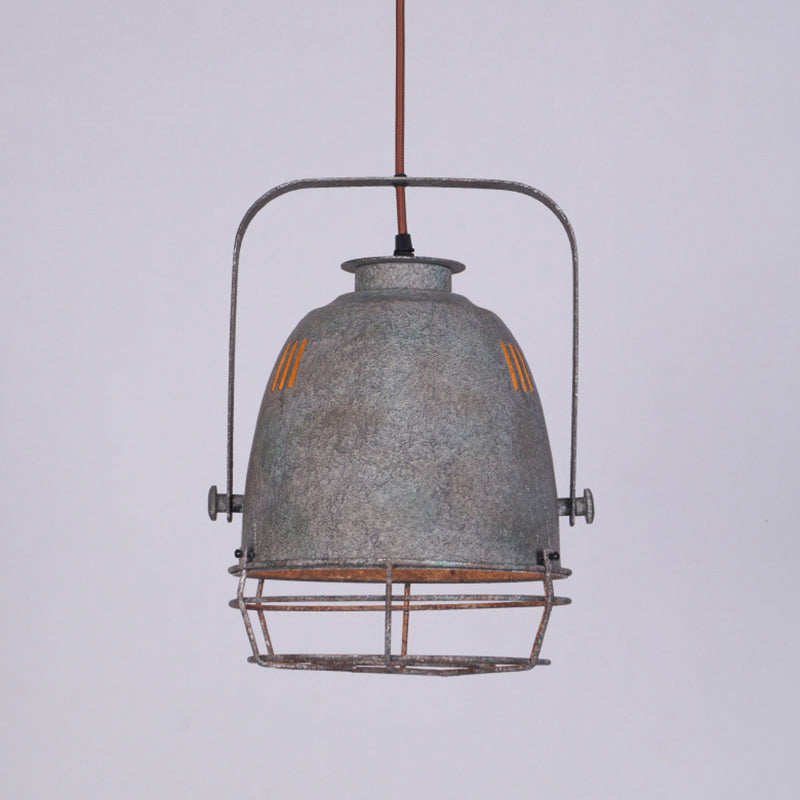 Industrial Metal Pendant Ceiling Lamp: Single-Shade Suspension Lighting For Bistro Red-Gray