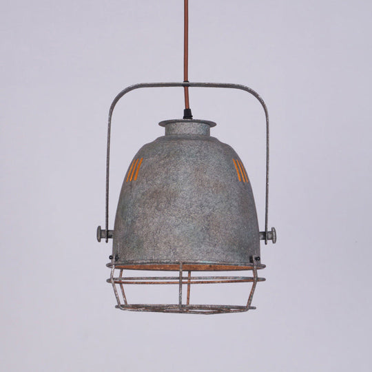 Industrial Metal Pendant Ceiling Lamp: Single-Shade Suspension Lighting For Bistro Red-Gray