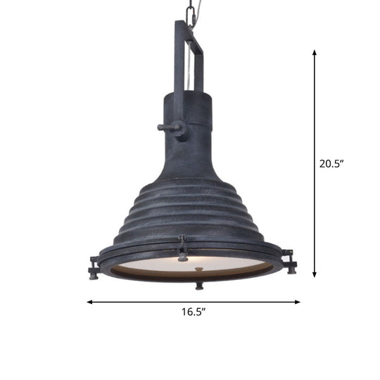Industrial Metal Pendant Ceiling Lamp: Single-Shade Suspension Lighting For Bistro