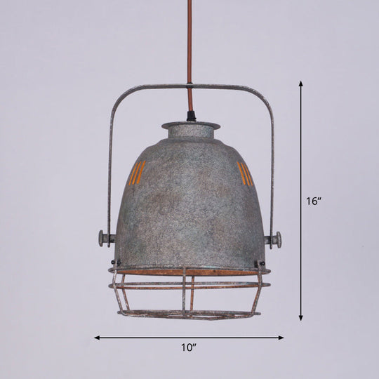 Industrial Metal Pendant Ceiling Lamp: Single-Shade Suspension Lighting For Bistro