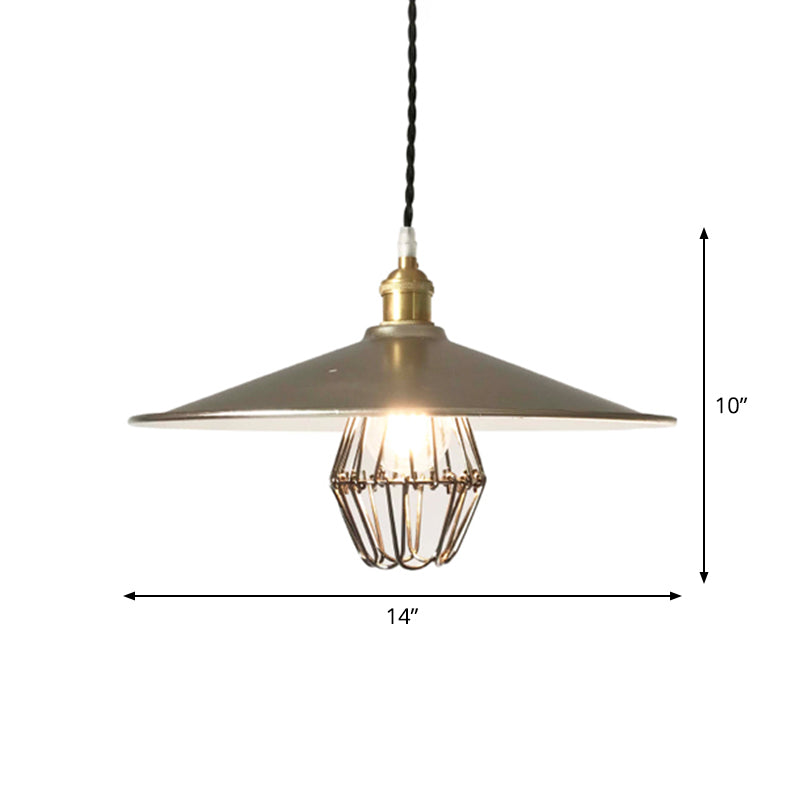 Industrial Metal Pendant Ceiling Lamp: Single-Shade Suspension Lighting For Bistro