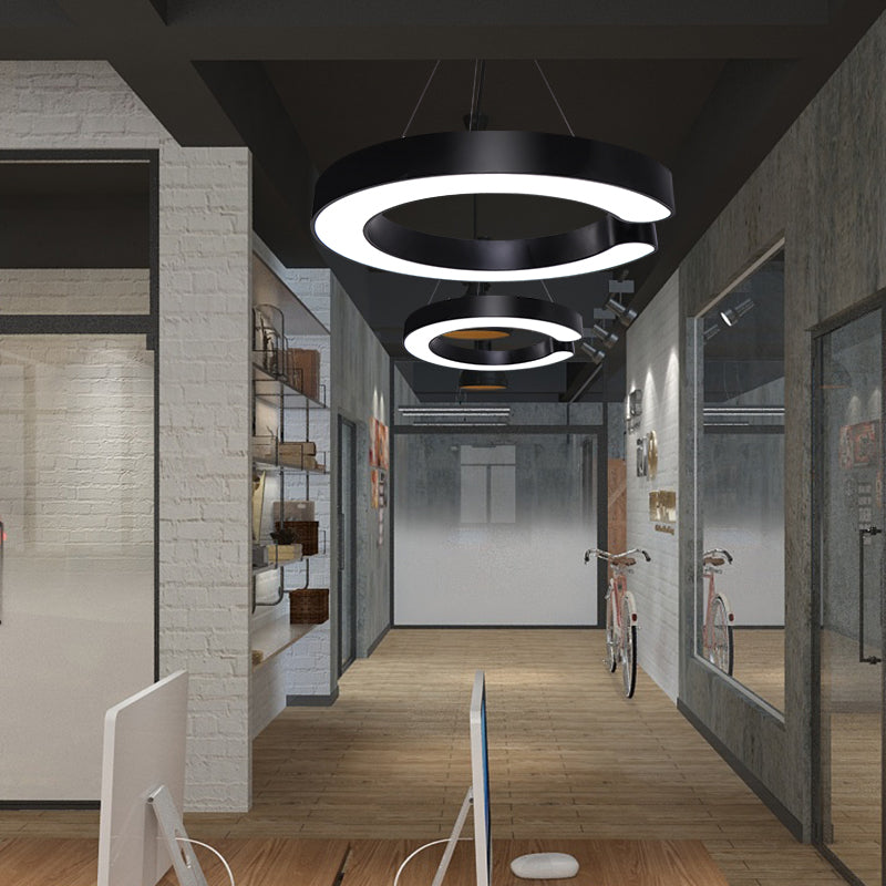 C-Shaped Metal Pendant Light Fixture: Minimalist Led Hang Lamp For Office Ceiling