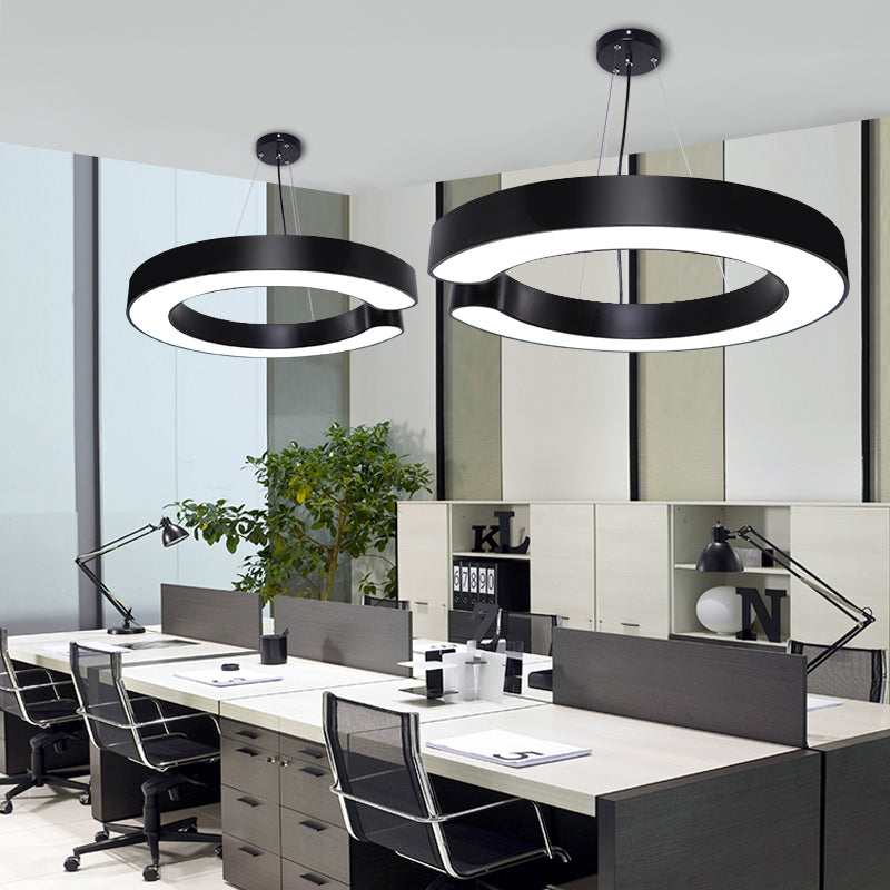 C-Shaped Metal Pendant Light Fixture: Minimalist Led Hang Lamp For Office Ceiling