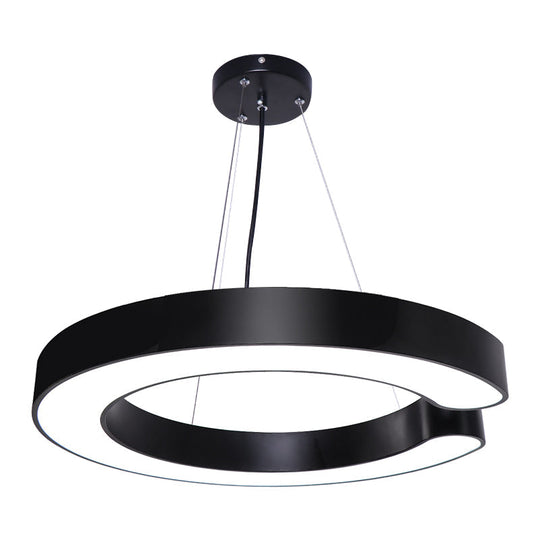 Minimalist C-Shaped Led Pendant Light For Office Ceiling Black / 17.5’