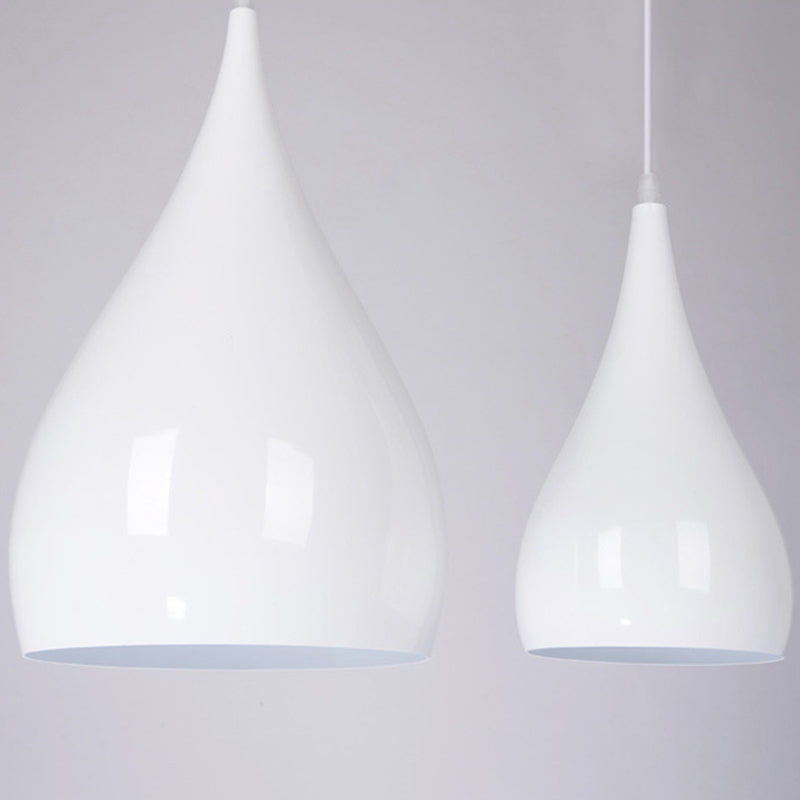 Teardrop Shaped Macaron Metal Pendant Light Fixture - 1 Ceiling Suspension For Dining Room White /