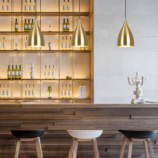 Gold Plated Metal Bullet Pendant Lamp For Modern Restaurants