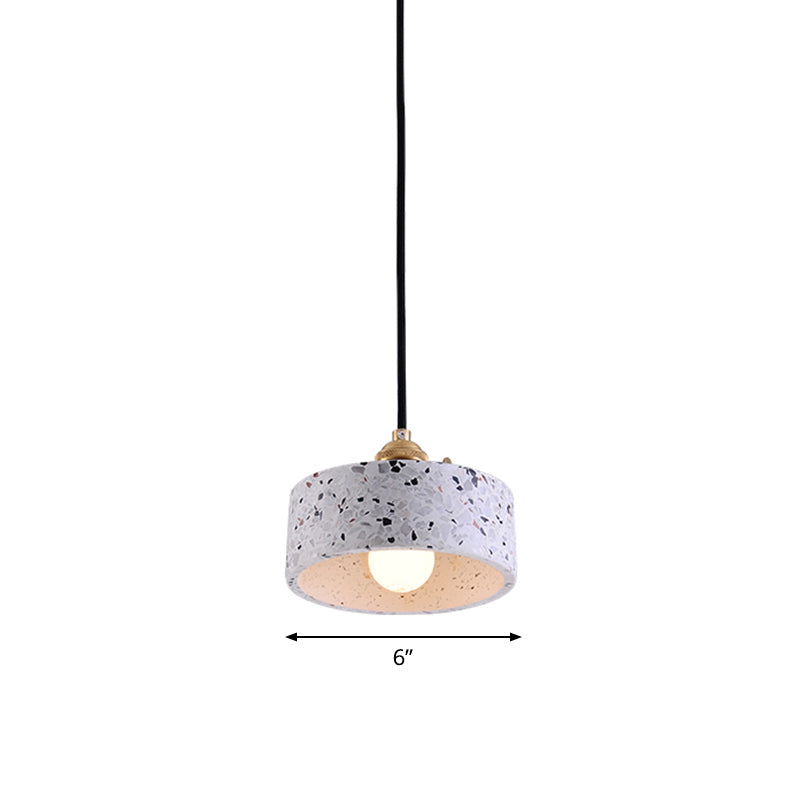 Terrazzo Single Simplicity Pendant Lamp: Round Bedside Hanging Light Fixture With Rotary Switch