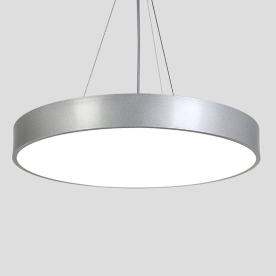 Metallic Led Pendant Light: Simple Style For Office Spaces Silver / 16’