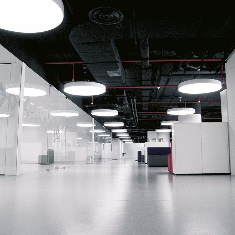 Metallic Led Pendant Light: Simple Style For Office Spaces