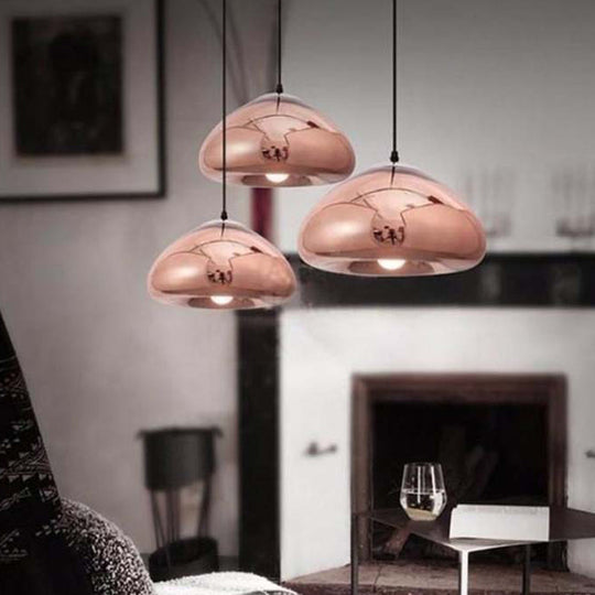 Postmodern Blown Glass Pendant Light - Recessed Shade 1 Head Ideal For Restaurants And Ceilings