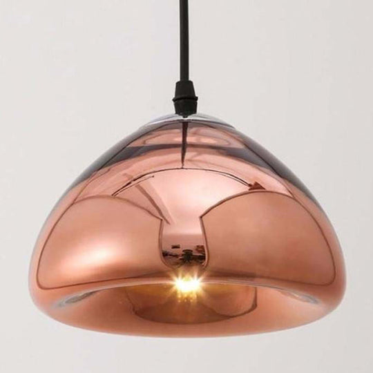 Postmodern Blown Glass Pendant Light - Recessed Shade 1 Head Ideal For Restaurants And Ceilings