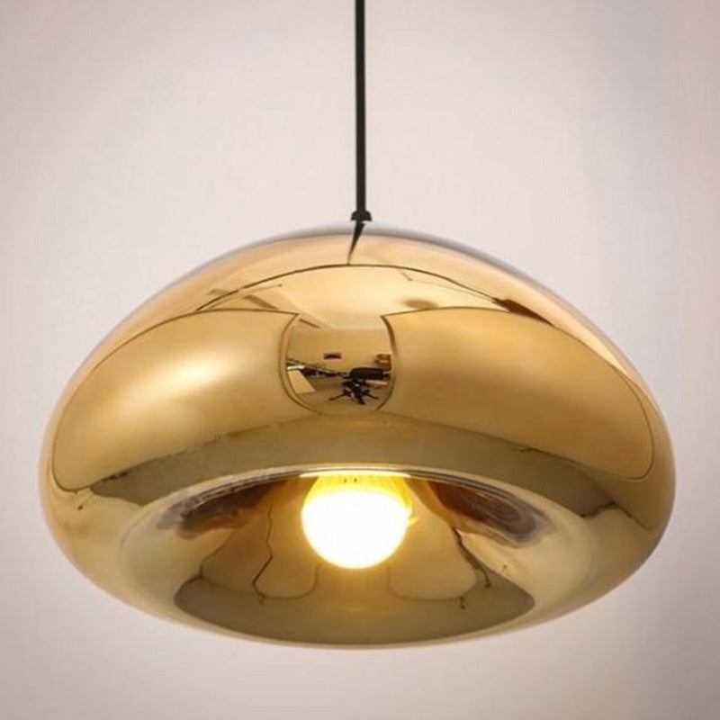 Elegant Glass Drop Pendant Light For Restaurants - Postmodern Style Ceiling Hang Recessed Shade Gold