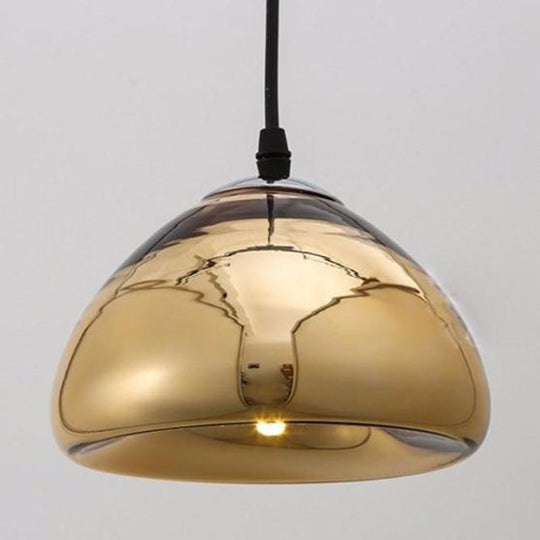Postmodern Blown Glass Pendant Light - Recessed Shade 1 Head Ideal For Restaurants And Ceilings