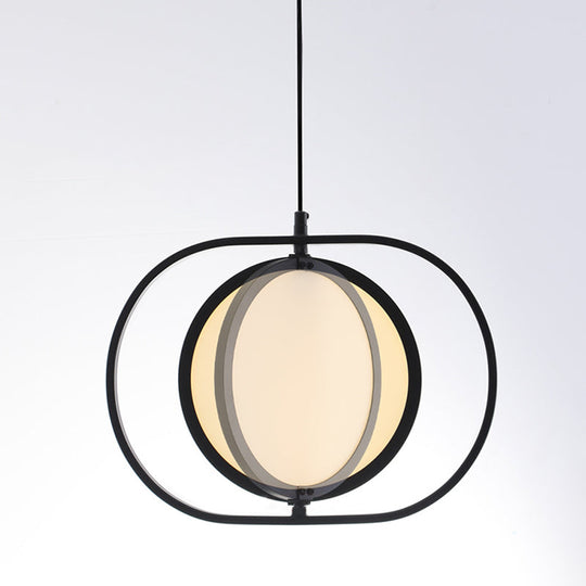 Minimalistic Led Pendant Lamp In Black For Bedside With Acrylic Shade