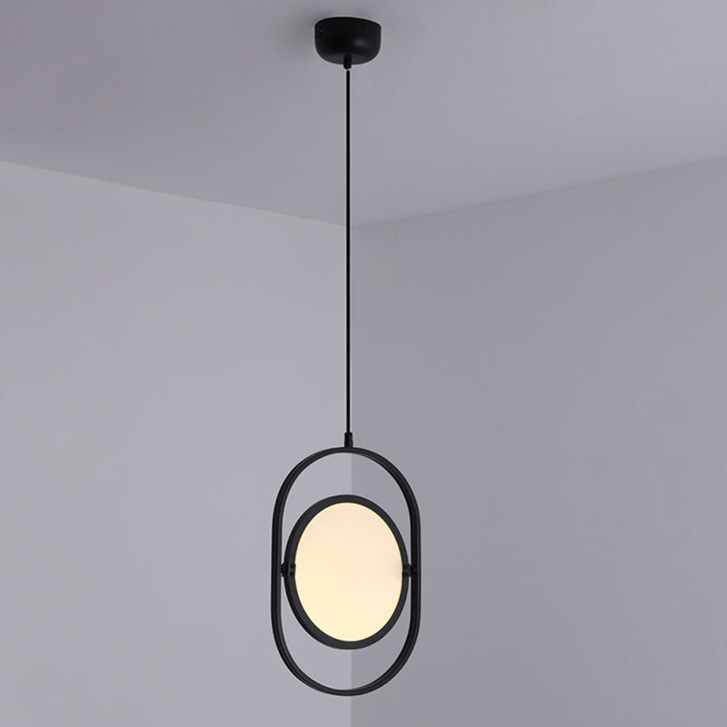 Minimalistic Led Pendant Lamp In Black For Bedside With Acrylic Shade / Vertical