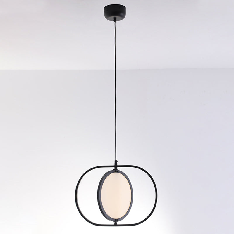 Black Minimalistic Led Pendant Lamp - Sleek Acrylic Bedside Hanging Light Fixture / Horizontal