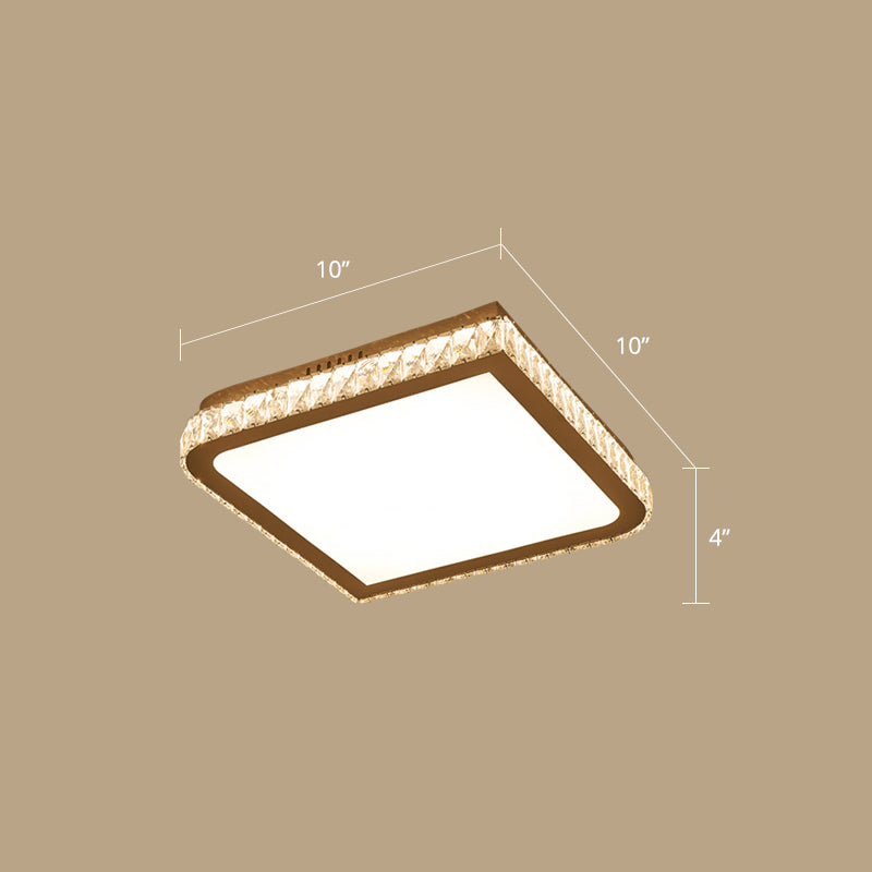 Prismatic K9 Crystal Ceiling Light: Elegant White Flush Mount Led For Bedroom