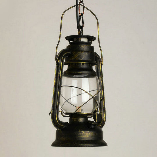 Nautical Kerosene Lantern Pendant Light - Clear Glass Hanging Lamp For Corridor