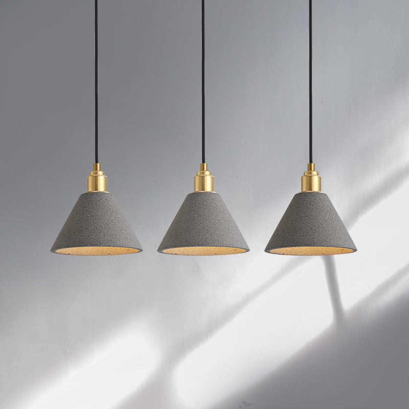 Minimalist Concrete Conical Pendant Light: 1-Head Ceiling Suspension Lamp Grey