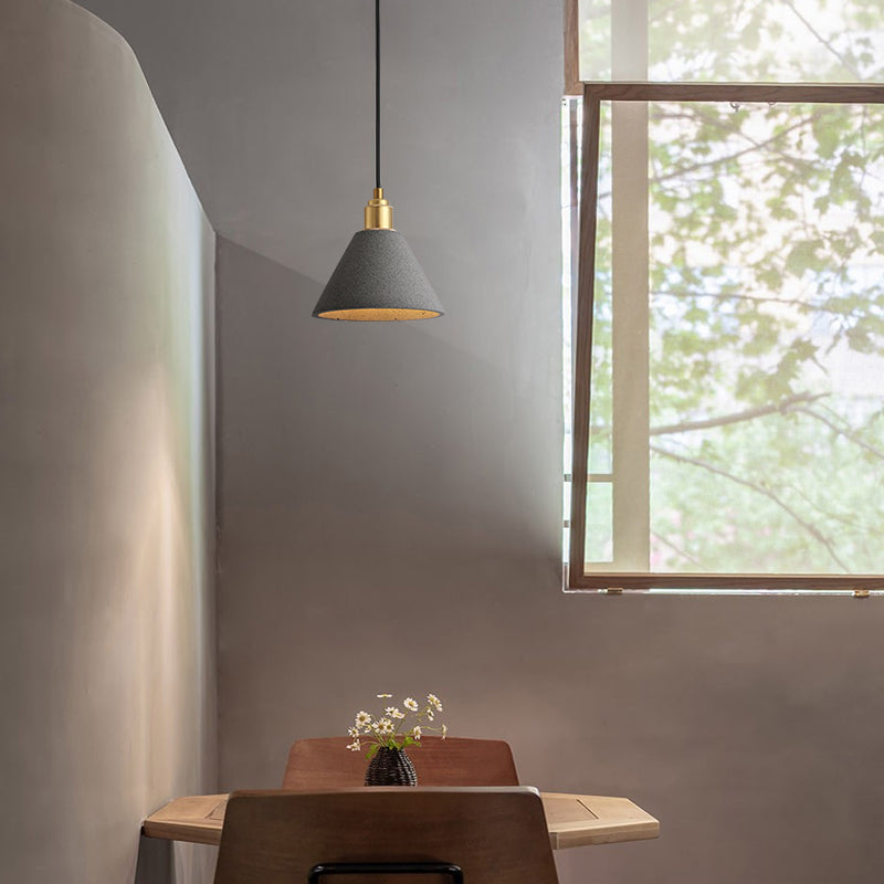 Minimalist Concrete Conical Pendant Light: 1-Head Ceiling Suspension Lamp