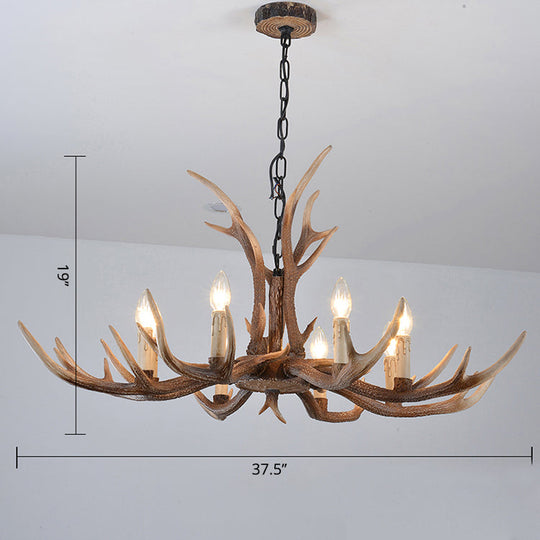 Antler Chandelier: Resin Countryside Living Room Lighting