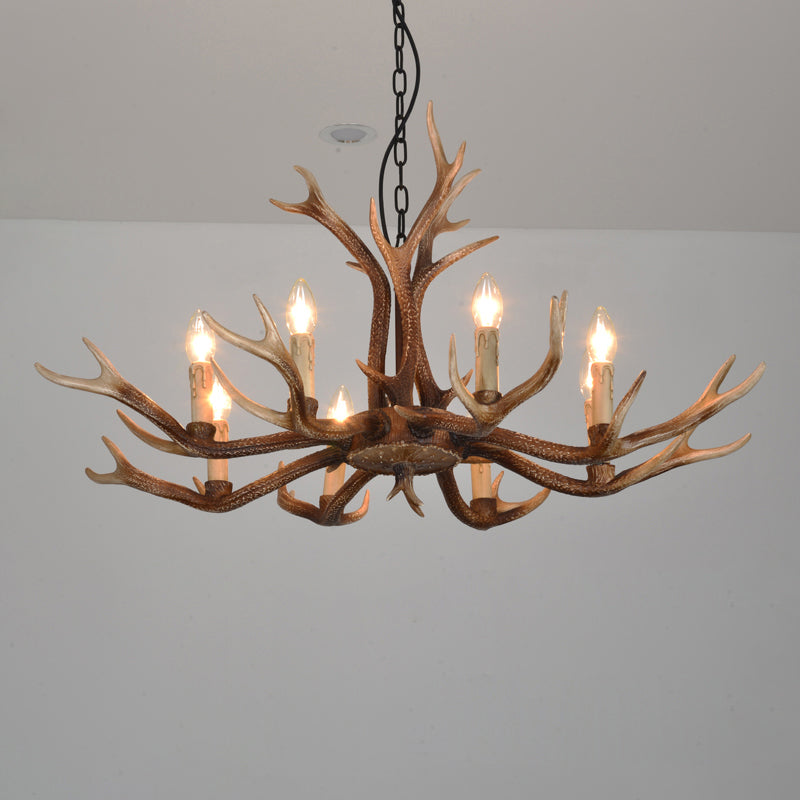Antler Chandelier: Resin Countryside Living Room Lighting 8 / Coffee