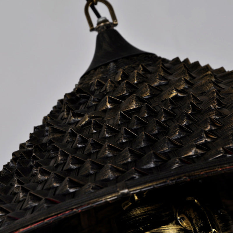 Rustic Opal Glass Kerosene Ceiling Lamp With Tassel And Cone Hat Top