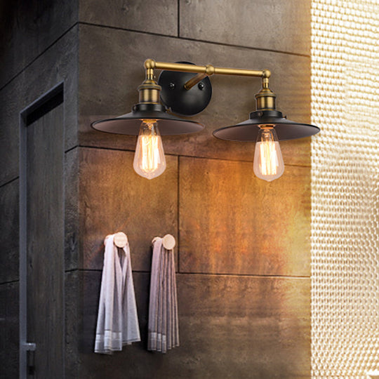 Vintage Metal Black Wall Sconce - Shaded Single Bathroom Lighting Fixture