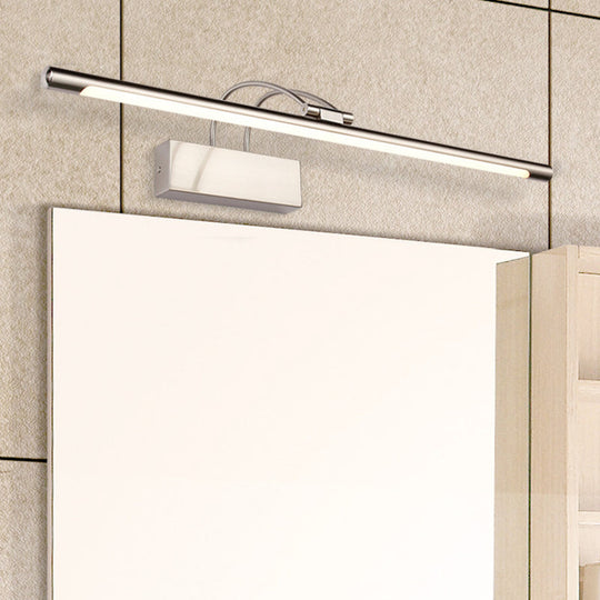 Rotatable Metal Tubular Led Vanity Sconce - Simple Style Wall Mount Lighting For Bath Nickel / 18