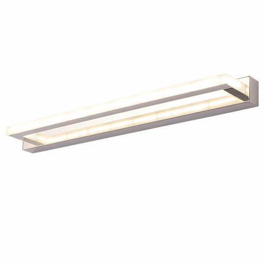 Modern Acrylic Led Vanity Sconce - Rectangular Wall Mounted Lamp (Chrome)