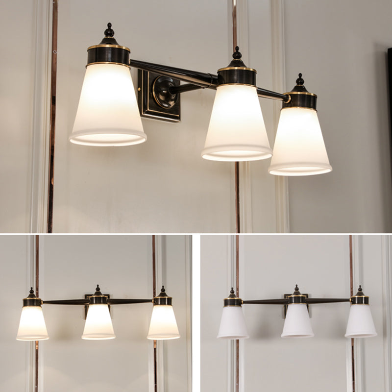 Hand-Blown Cream Glass Bath Wall Sconce Light - Postmodern Tapered Vanity Lighting