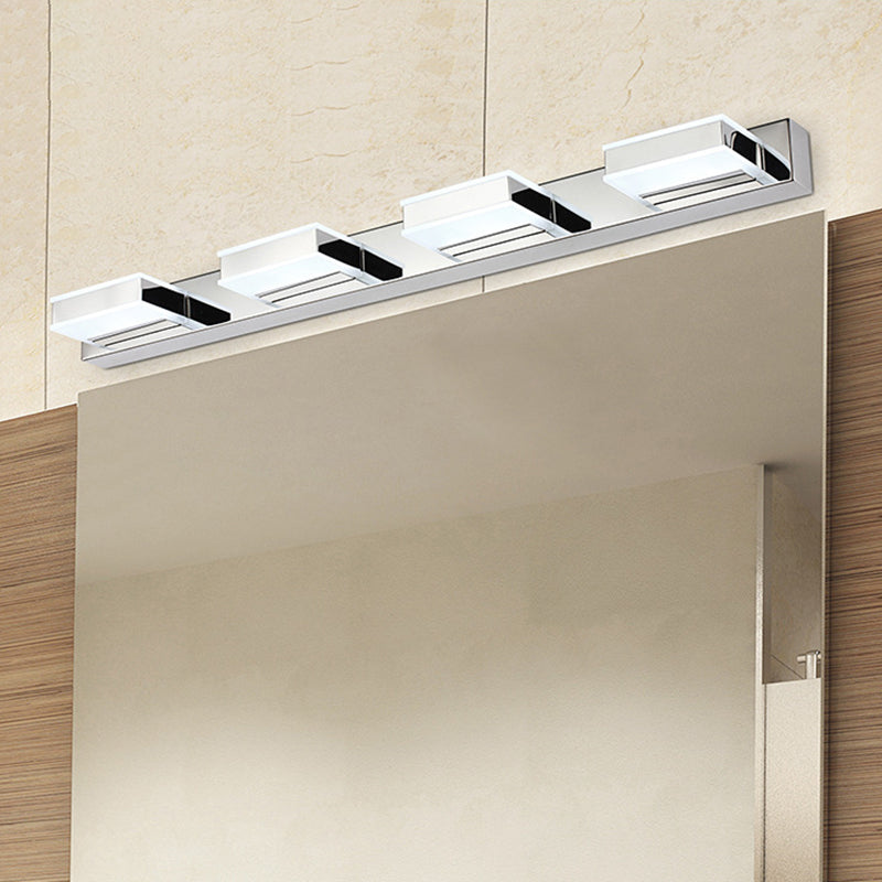 Modern Geometric Led Vanity Wall Light In Nickel Finish - Contemporary Metal Lighting 4 / White