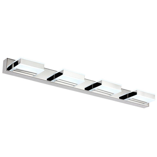 Modern Geometric Led Vanity Wall Light In Nickel Finish - Contemporary Metal Lighting