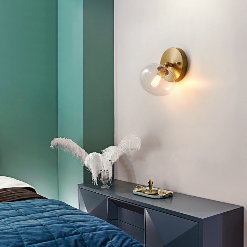 Rotatable Glass Wall Sconce - Small And Stylish Postmodern Brass Light