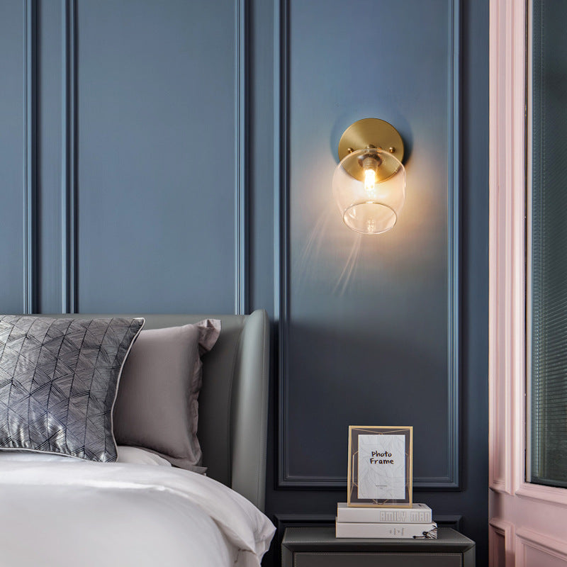 Rotatable Glass Wall Sconce - Small And Stylish Postmodern Brass Light