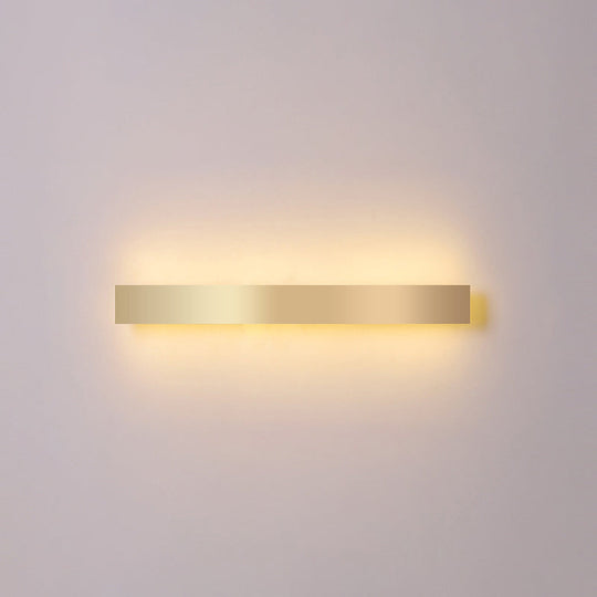 Minimalist Gold Plated Led Wall Sconce For Living Room - Aluminum Bar Shaped Flush Light / 39.5 Warm