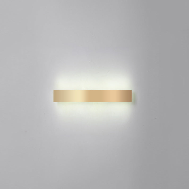 Minimalist Gold Plated Led Wall Sconce For Living Room - Aluminum Bar Shaped Flush Light / 12 White