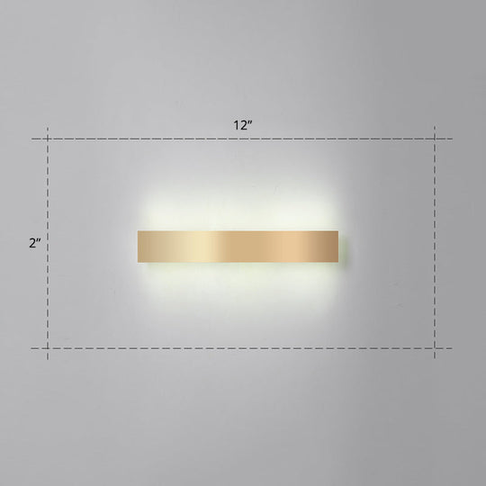 Minimalist Gold Plated Led Wall Sconce For Living Room - Aluminum Bar Shaped Flush Light