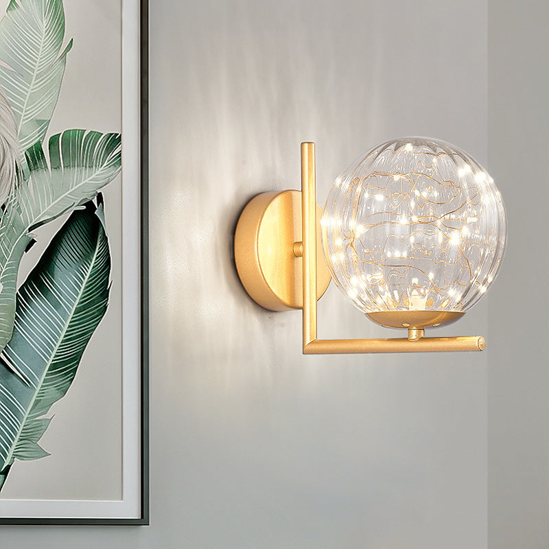 Designer Style Glass Led Wall Sconce - Mini Globe Light Fixture For Bedroom