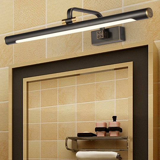 Adjustable Tubular Led Vanity Mirror Light - Traditional Black Metal Wall Lighting / 17