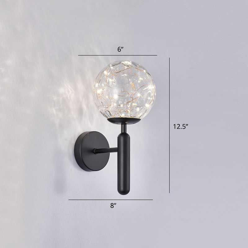 Postmodern Ball Led Starry Wall Sconce With Glass Shade - Bedroom Lighting