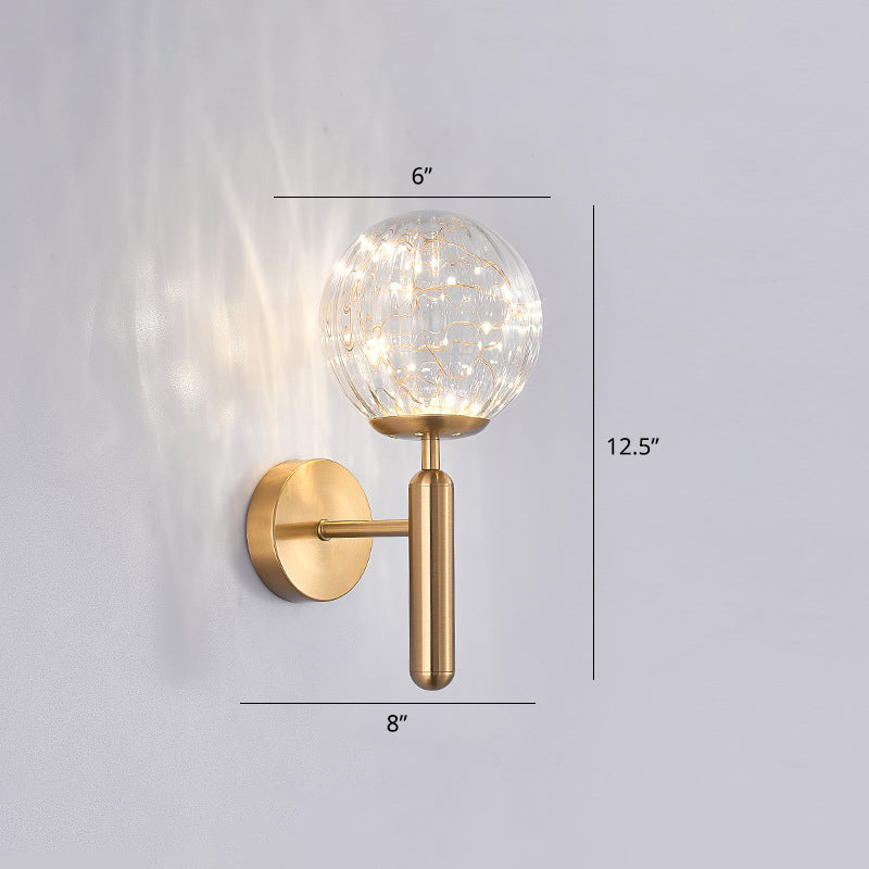 Postmodern Ball Led Starry Wall Sconce With Glass Shade - Bedroom Lighting