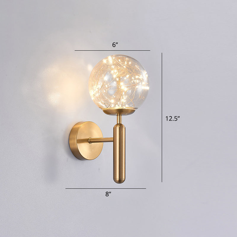 Postmodern Ball Led Starry Wall Sconce With Glass Shade - Bedroom Lighting