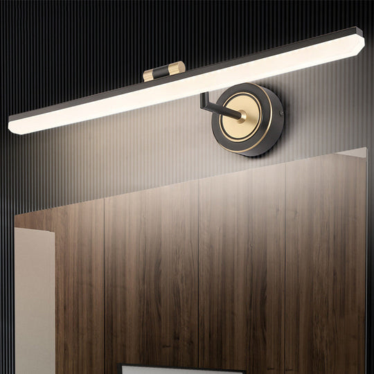 Minimalist Led Vanity Light For Bathroom Walls - Swing Arm Bath Bar With Acrylic Shade