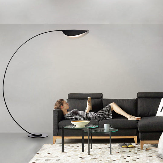 Macaron Arc Floor Lamp With Metallic Finish - 1-Light Stand Up Light For Living Room Bendable Shade