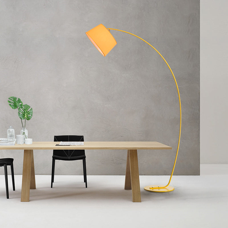 Metallic Fishing Rod Floor Lamp - Macaron 1 Head Stand Light With Lampshade