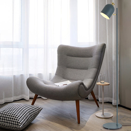 Metal Cloche Shaped Floor Lamp - Adjustable Macaron Standing Light For Living Room Navy