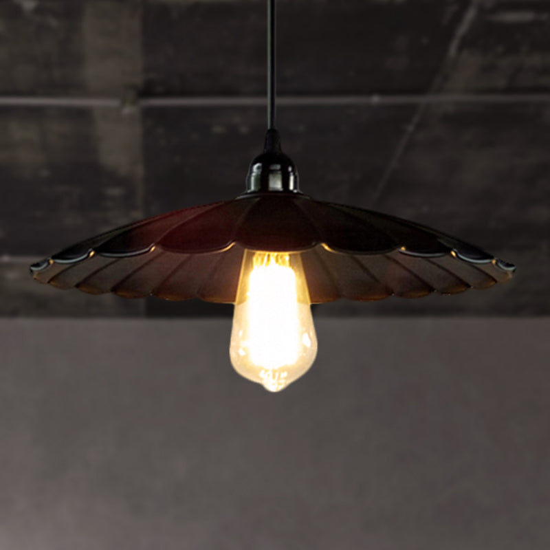 Scalloped Pendant Lamp - Antique Style 10/12 Dia 1 Head Metal Hanging Light Fixture For Kitchen