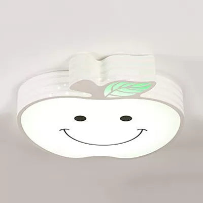 Modern Apple Flush Mount Light: Acrylic Metal Nordic Style Ceiling Fixture For Living Rooms White /