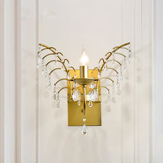 Modern Crystal Brass Wall Sconce With Branch Design